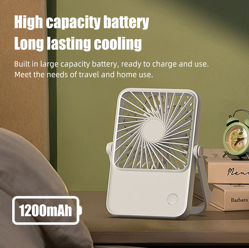 Oridayデスクファンは静音、大風力、ミニポータブルデザイン、軽量、ヘッド調整可能、吊り下げやスタンド設置が可能、USB充電、1200mAhバッテリー、長時間持続、冷却機能、家庭用、オフィス、学生寮に適しています