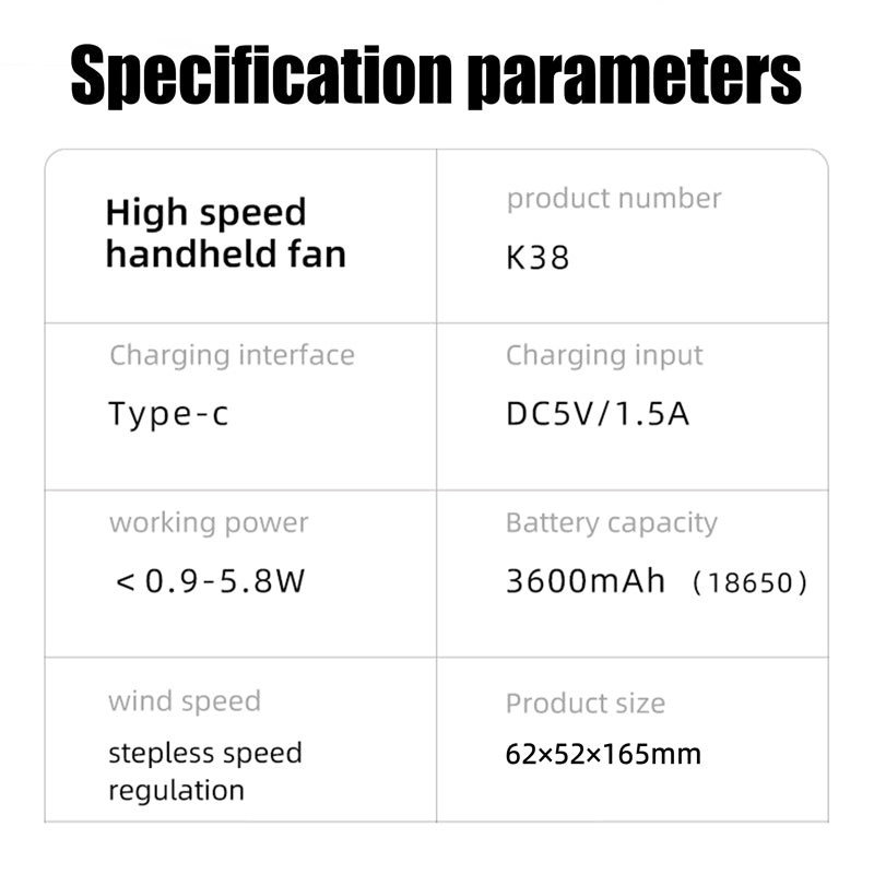 oriday 高速ハンドヘルドファン 100段階、超静音、冷却、大容量、長持ち、耐久性、強力、持ち運び可能、家庭用、デスク用、学生寮、オフィス、旅行用、東方製品