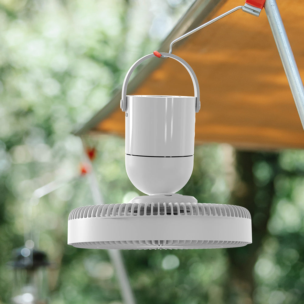 Oriday Driepoot Campingventilator | Stille oplaadbare vloerventilator met LED-verlichting en afstandsbediening – Draagbaar voor tent of thuisgebruik