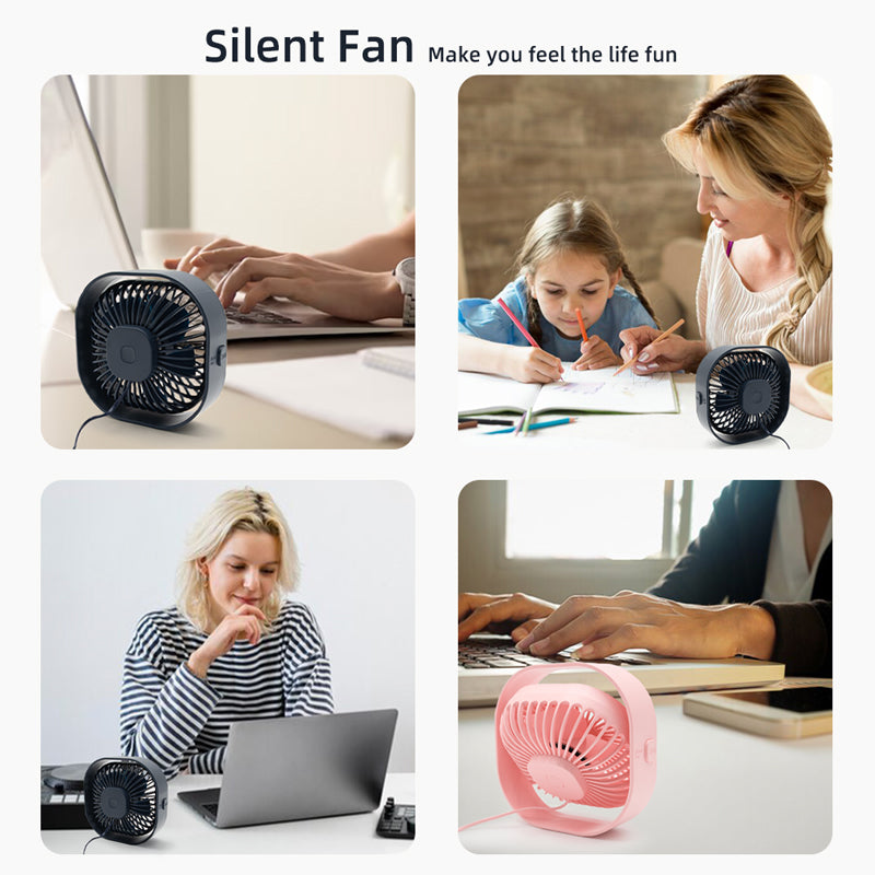 Ventilador de escritorio pequeño USB con gran potencia de enfriamiento, silencioso, portátil, para uso en casa, oficina o dormitorio