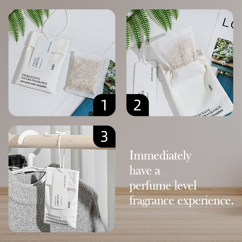 【En stock】Bolsita aromática multifuncional de larga duración|Para armario / maleta / coche|Desodorizante y antihumedad|Aroma fresco y natural