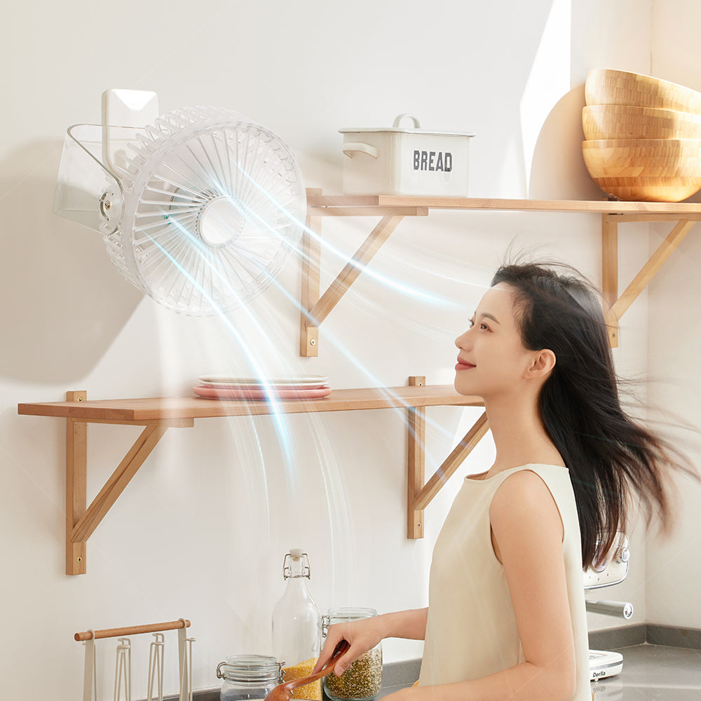 Nouveau ventilateur de bureau transfrontalier avec fonction de circulation, veilleuse transparente, autonomie ultra longue et charge USB. Parfait pour le camping en plein air, les étudiants, les dortoirs et les bureaux – Oriday.