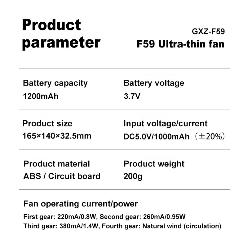 Supertenký stolní ventilátor Oriday s dlouhou výdrží, velkým průtokem vzduchu, bezdrátovým nabíjením USB a skládací konstrukcí, ideální do kanceláře a koleje