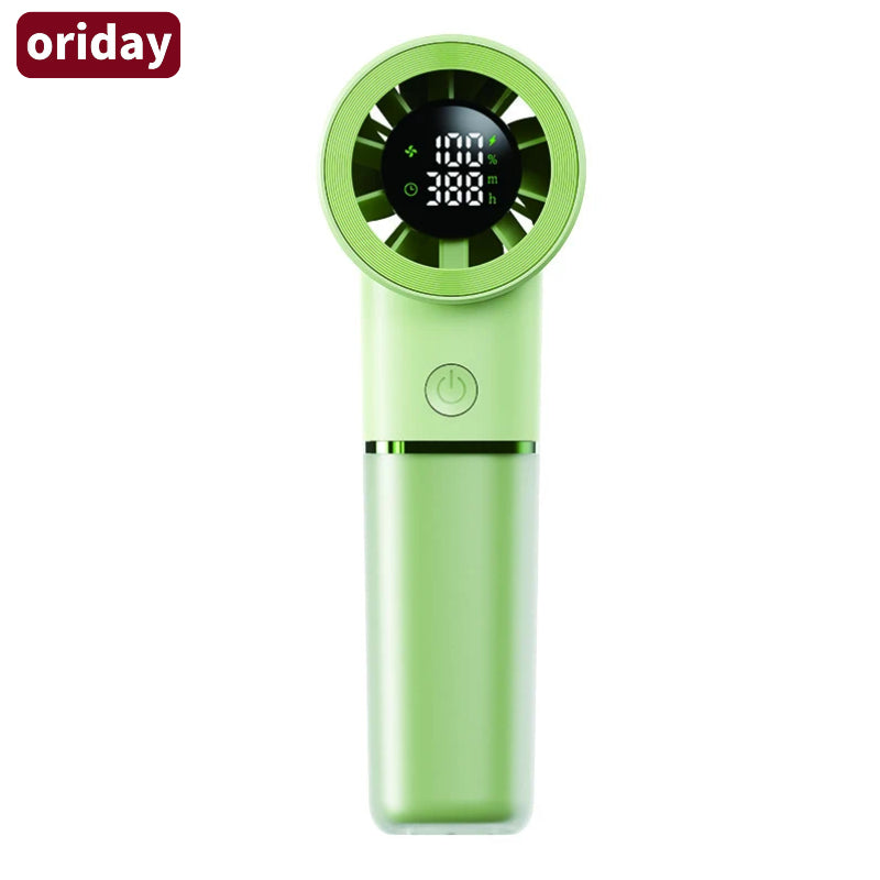 Oriday 휴대용 손선풍기, 스마트 디지털 카운트다운 디스플레이, 100단 무단 풍속 조절, 자기부상 저소음 설계, 4500mAh 대용량 배터리, 3-in-1 사용 (핸드형 / 스트랩형 / 탁상형)