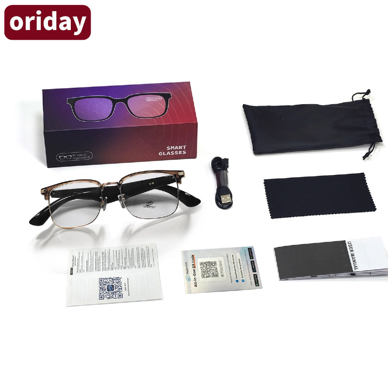 Oriday Occhiali Traduzione AI Multifunzionali|Assistente Vocale + Fotografia Remota|Protezione UV400|Uso Business e Tempo Libero GY600