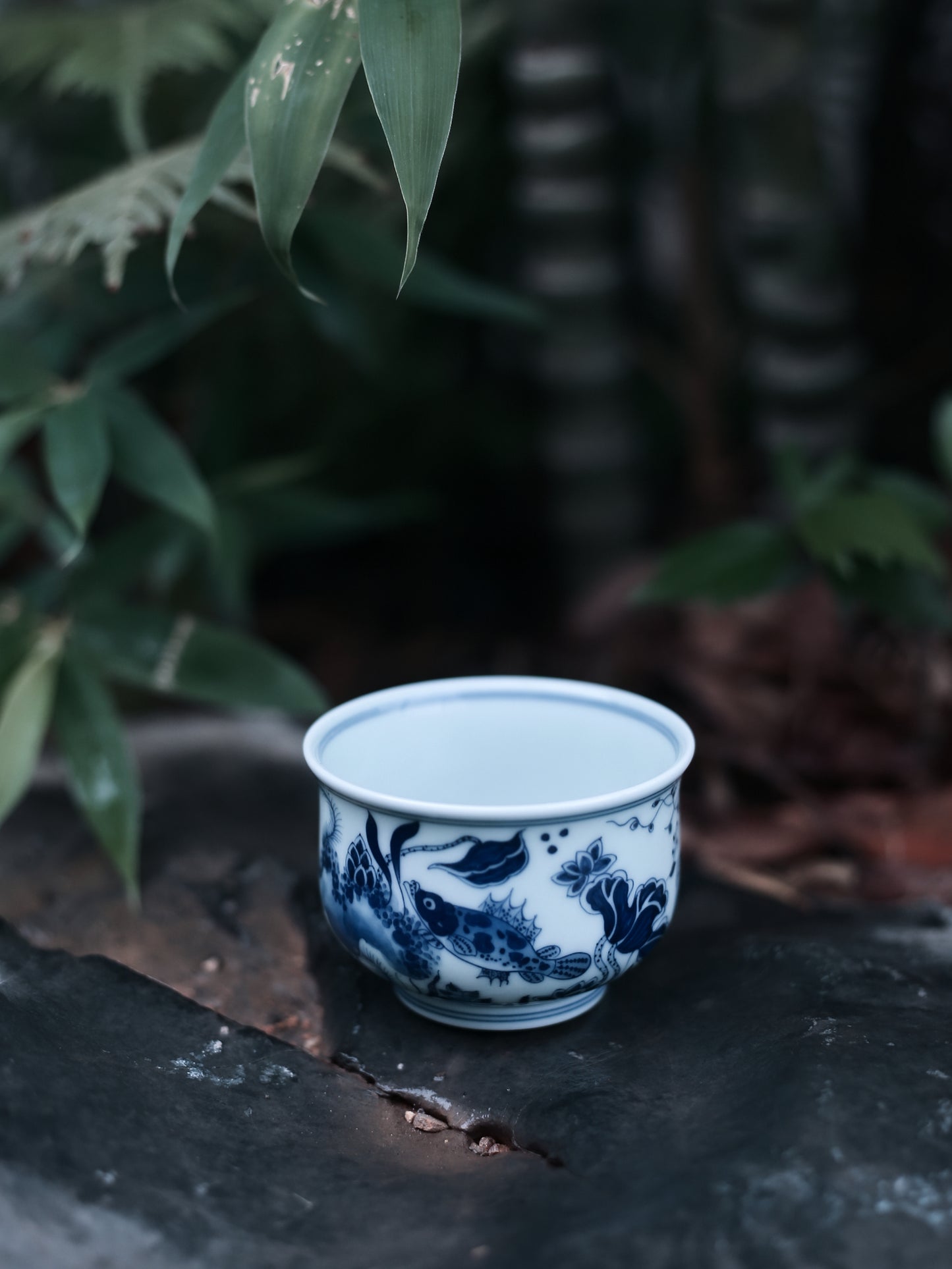 Taza de té Kung Fu de cerámica azul Oriday | Taza principal vintage con decoración bajo vidriado | Recomendada taza tradicional de té chino