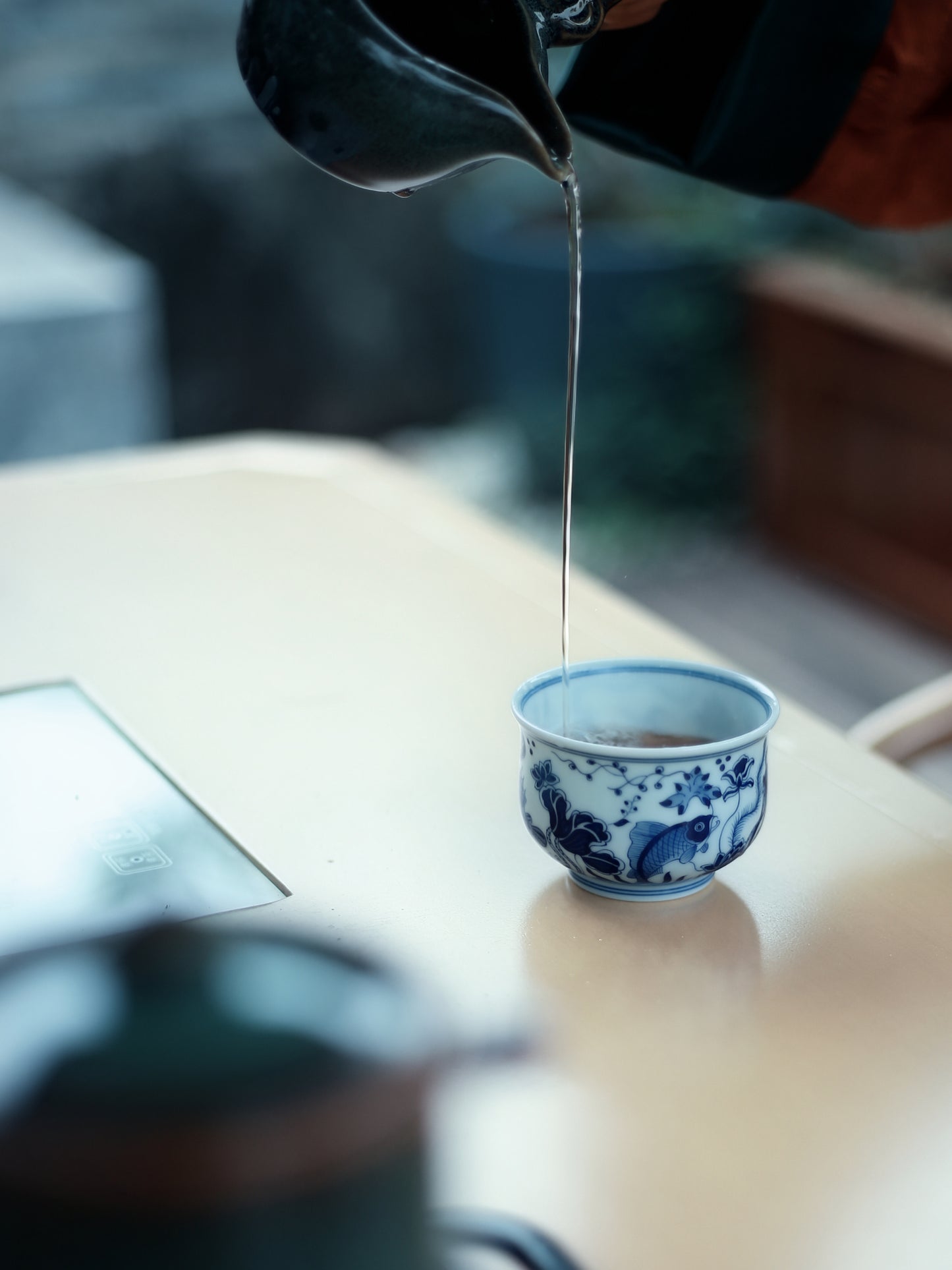 Taza de té Kung Fu de cerámica azul Oriday | Taza principal vintage con decoración bajo vidriado | Recomendada taza tradicional de té chino