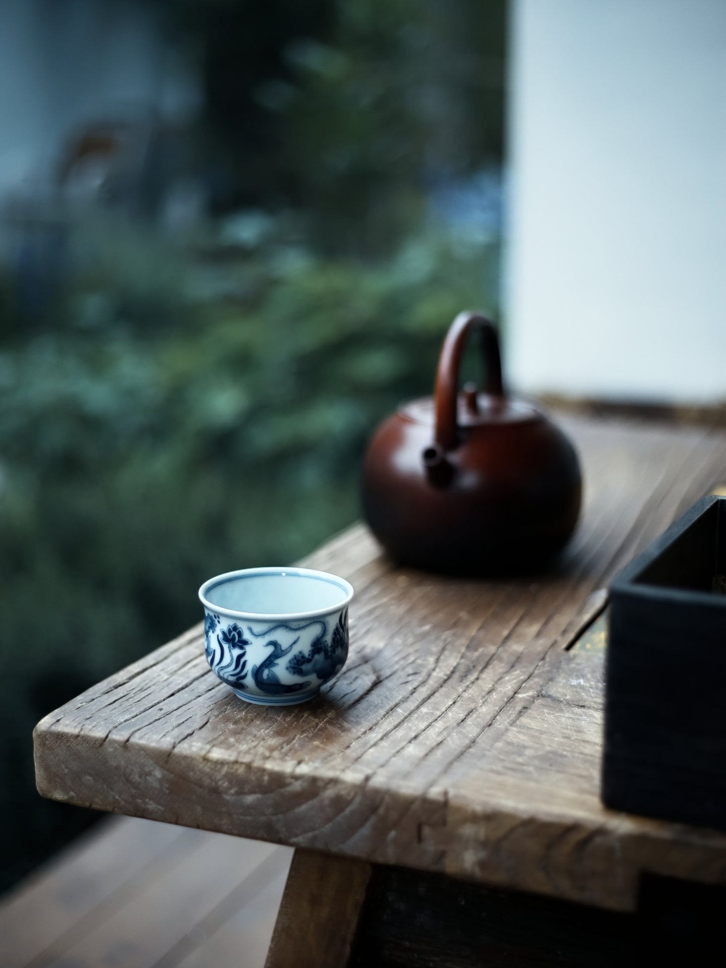 Taza de té Kung Fu de cerámica azul Oriday | Taza principal vintage con decoración bajo vidriado | Recomendada taza tradicional de té chino