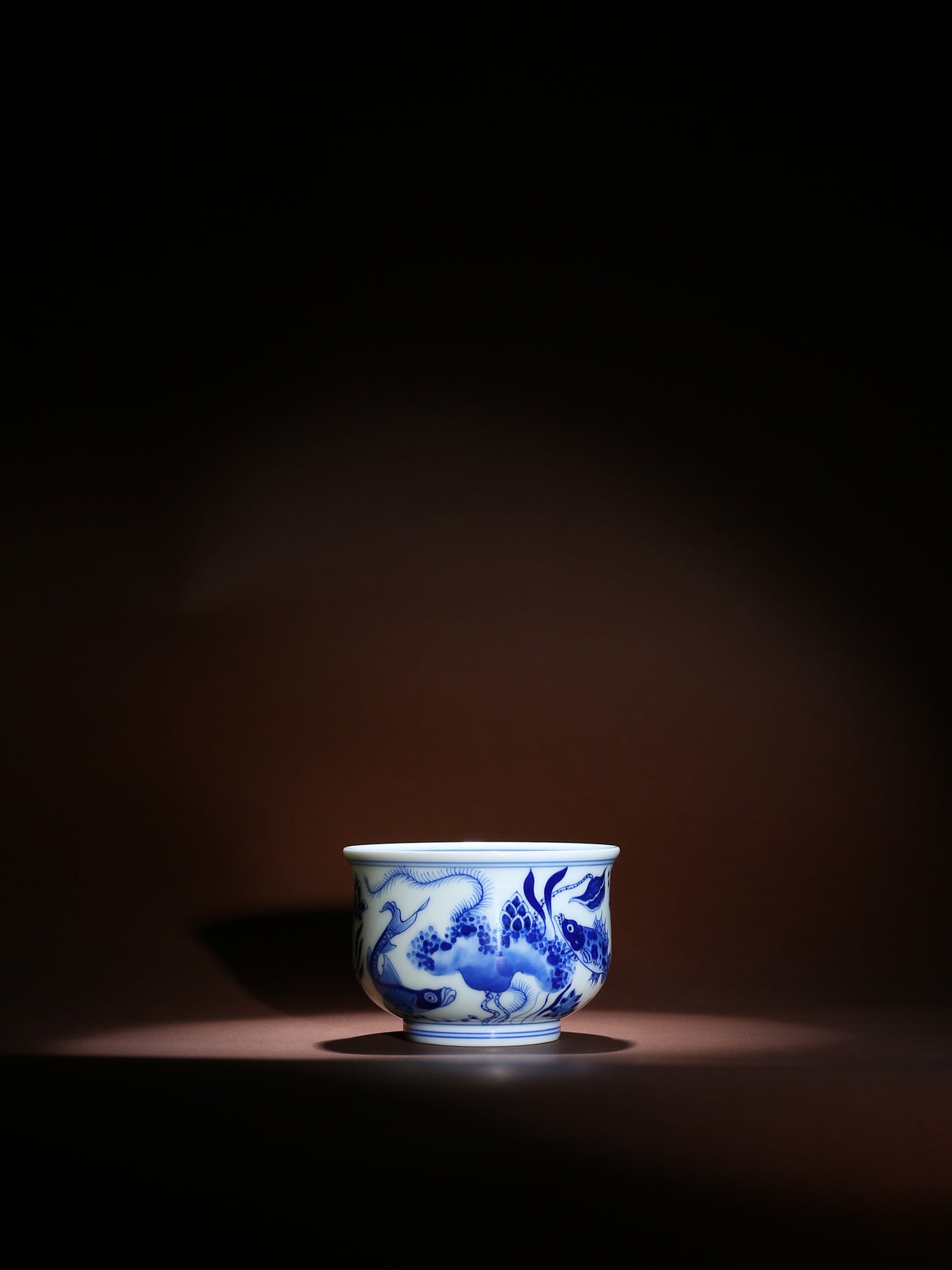 Taza de té Kung Fu de cerámica azul Oriday | Taza principal vintage con decoración bajo vidriado | Recomendada taza tradicional de té chino