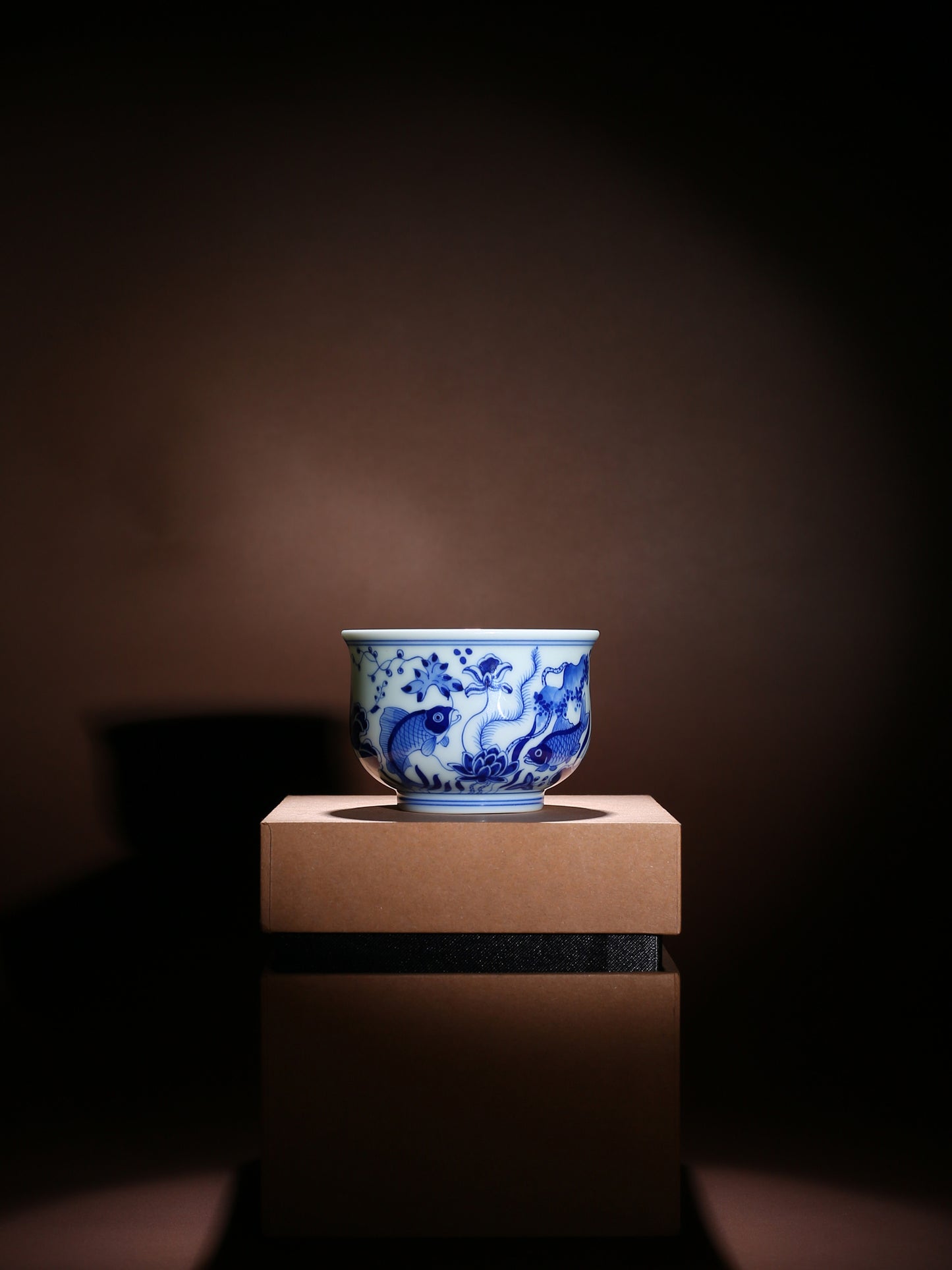 Taza de té Kung Fu de cerámica azul Oriday | Taza principal vintage con decoración bajo vidriado | Recomendada taza tradicional de té chino