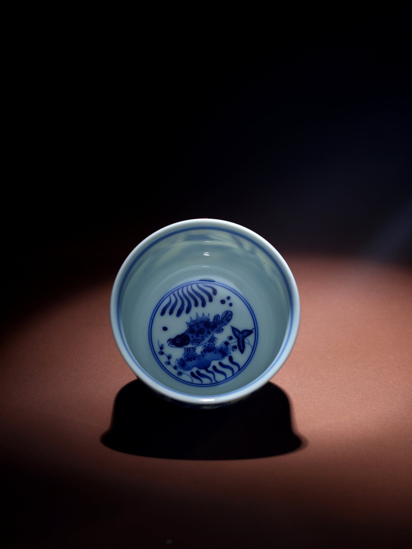 Taza de té Kung Fu de cerámica azul Oriday | Taza principal vintage con decoración bajo vidriado | Recomendada taza tradicional de té chino