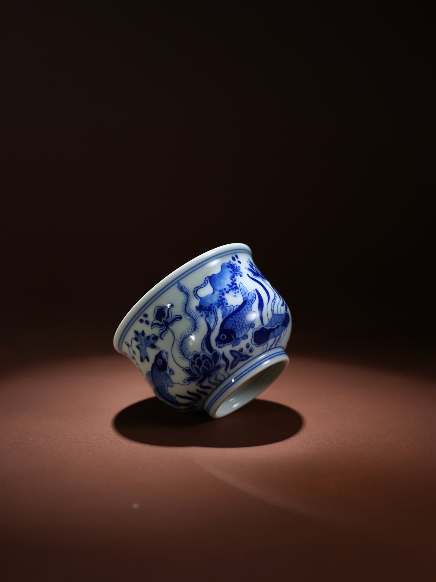 Taza de té Kung Fu de cerámica azul Oriday | Taza principal vintage con decoración bajo vidriado | Recomendada taza tradicional de té chino