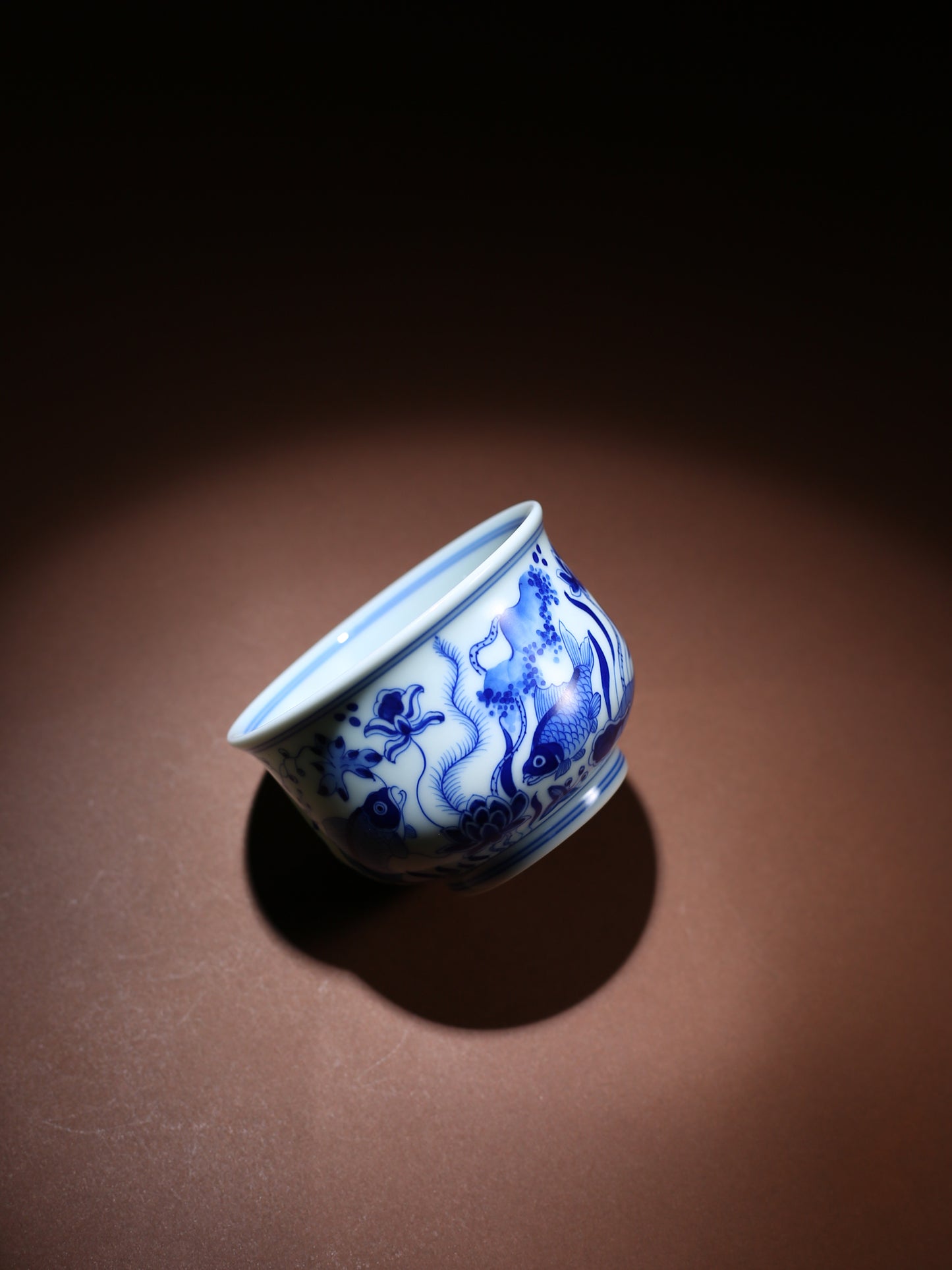 Taza de té Kung Fu de cerámica azul Oriday | Taza principal vintage con decoración bajo vidriado | Recomendada taza tradicional de té chino