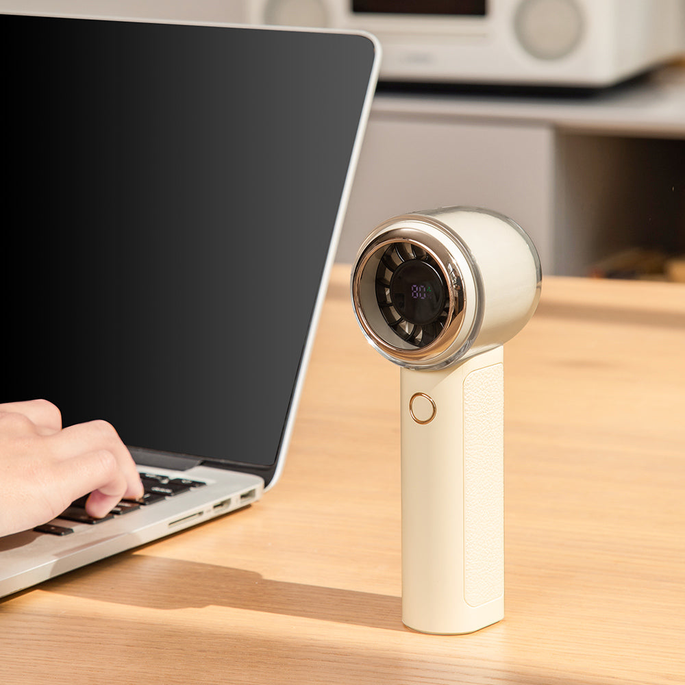 Nouveau ventilateur portable à main haute vitesse avec affichage numérique, flux d'air puissant, réglage de la vitesse en continu sur 100 niveaux, portable avec une longue autonomie, adapté pour une utilisation en extérieur, à la maison, dans la chambre