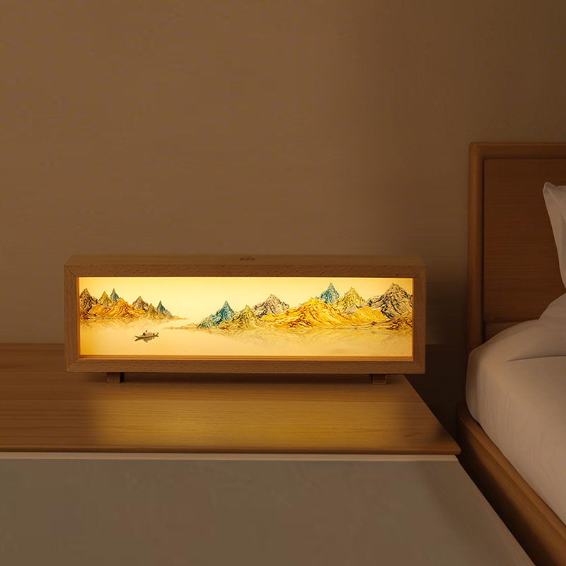 Oriday Lampă cu lumină din lemn|Lumină de noapte ambientală|Recomandare cadou creativ