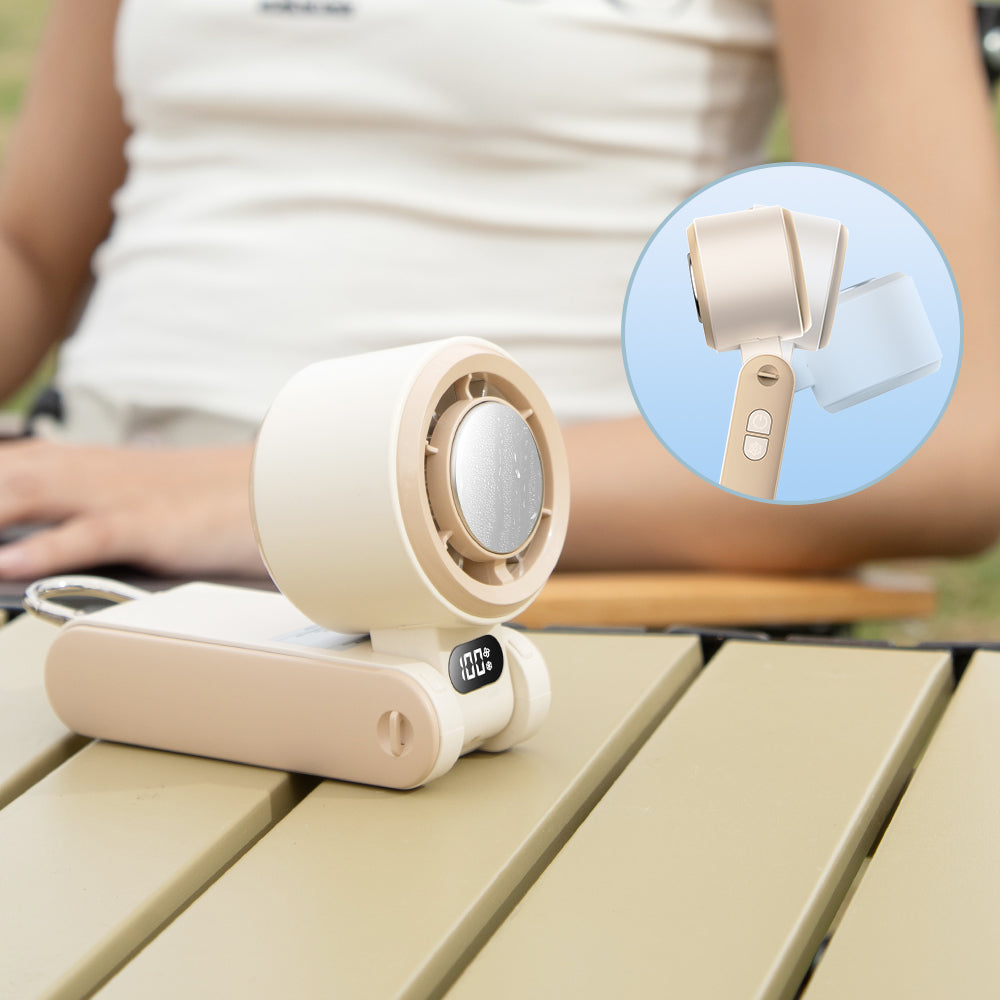 Oriday 手持ち冷製氷敷き小扇風機 折りたたみ式 ポータブル 充電式 3000マイクロアンペア時 超長持続 夏季冷風砲 登山扣 首掛け 寝室 リビング アウトドア ポータブル 東方良品