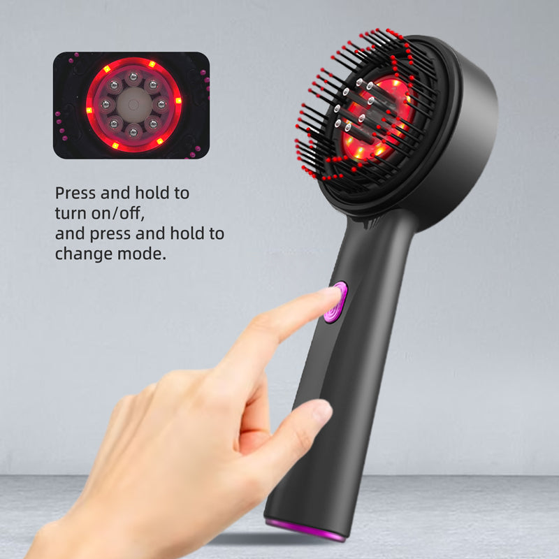 oriday【Regalo Festivo】Pettine per massaggio del cuoio capelluto con laser per crescita dei capelli, luce rossa e conduzione liquida, multifunzione, elettrico e portatile – per casa e viaggio – Oriday