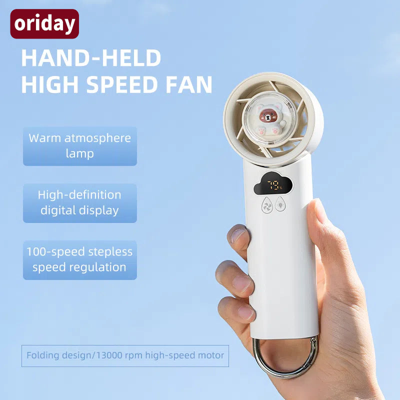 Oriday ultrawydajny mini wentylator ręczny o bardzo dużej prędkości z bezprzewodowym ładowaniem, przenośny – idealny do użytku na zewnątrz, w domu, w biurze, na biurku lub w akademiku. Od Dongfang Liangpin.