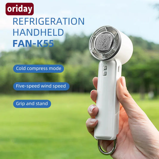 Oridayのポータブルハンド冷却ファンは、超高速ターボと強風力を備え、ブラシレスでUSB充電対応。屋外、家庭、オフィス、デスク、学生寮での使用に最適。ブランド:Oriday(東方良品)。
