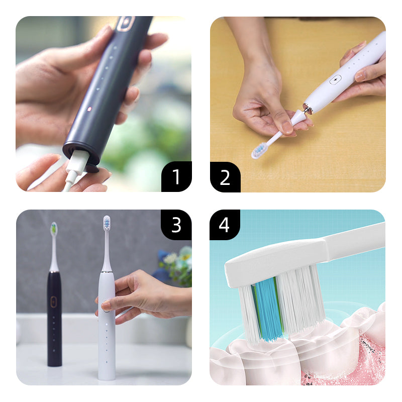 oriday Nieuwe elektrische tandenborstel, draadloos opladen, cadeau-set voor volwassenen en koppels, speciaal voor mannen en vrouwen, draagbaar, onafhankelijke hoogwaardige waterdichte zachte borstelkop met 1 vervangende kop, voor thuisgebruik