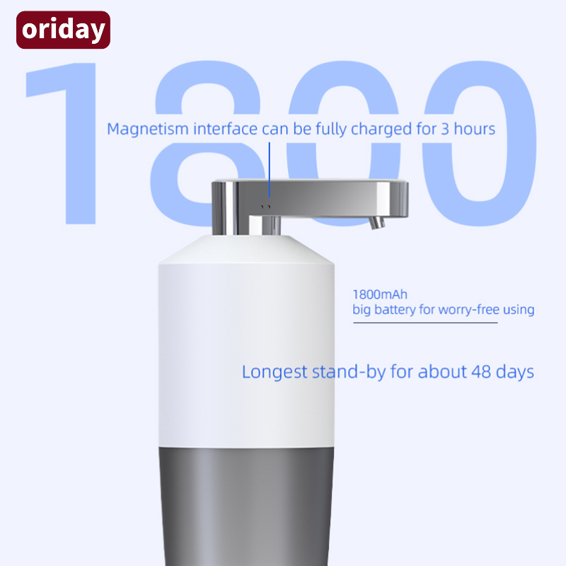 Distributeur de bain de bouche Oriday, capteur intelligent entièrement automatique, charge USB, batterie 1800mAh, portable, grande capacité, montage mural, design minimaliste, haut de gamme, pour un usage domestique, salon, chambre, bureau, cuisine.