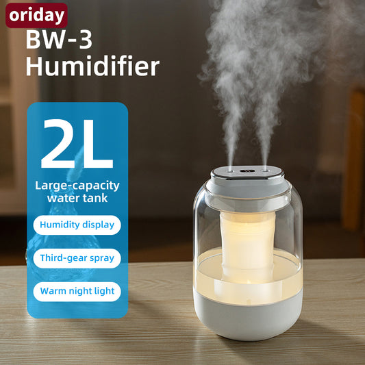 Oriday ダブルスプレー加湿器 2L大容量|静音ナノミスト USB充電|家庭用・オフィス用・妊婦・赤ちゃん専用 ギフトにも最適
