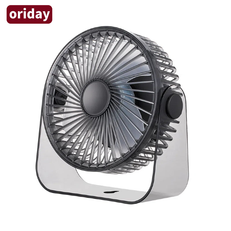 Nouveau ventilateur de bureau transfrontalier avec fonction de circulation, veilleuse transparente, autonomie ultra longue et charge USB. Parfait pour le camping en plein air, les étudiants, les dortoirs et les bureaux – Oriday.