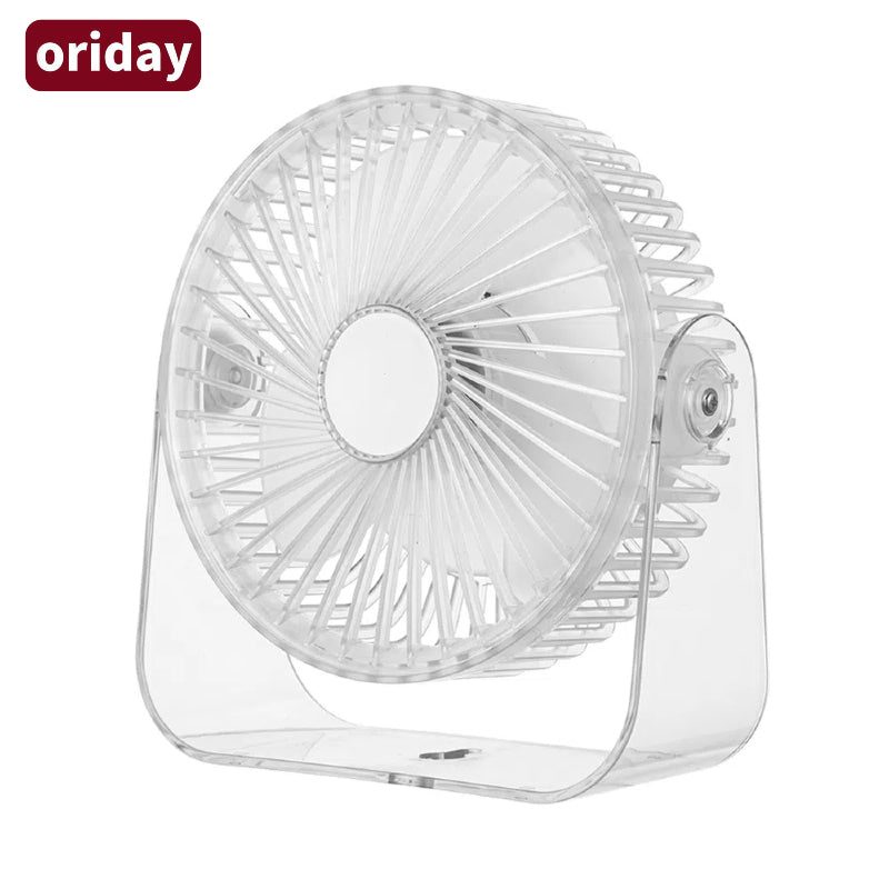 Nouveau ventilateur de bureau transfrontalier avec fonction de circulation, veilleuse transparente, autonomie ultra longue et charge USB. Parfait pour le camping en plein air, les étudiants, les dortoirs et les bureaux – Oriday.