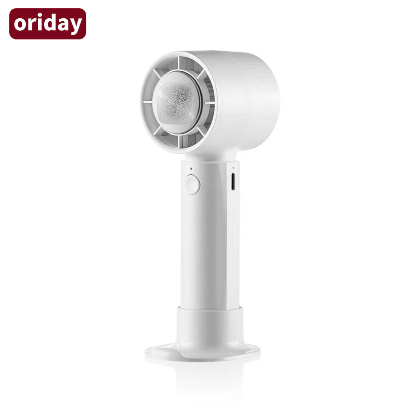 Ventilateur portable Oriday avec refroidissement ultra-rapide en 3 secondes, effet de refroidissement double avec des compresses froides, 3 niveaux de vitesse, support de téléphone portable portable et debout, charge rapide Type-C, longue durée