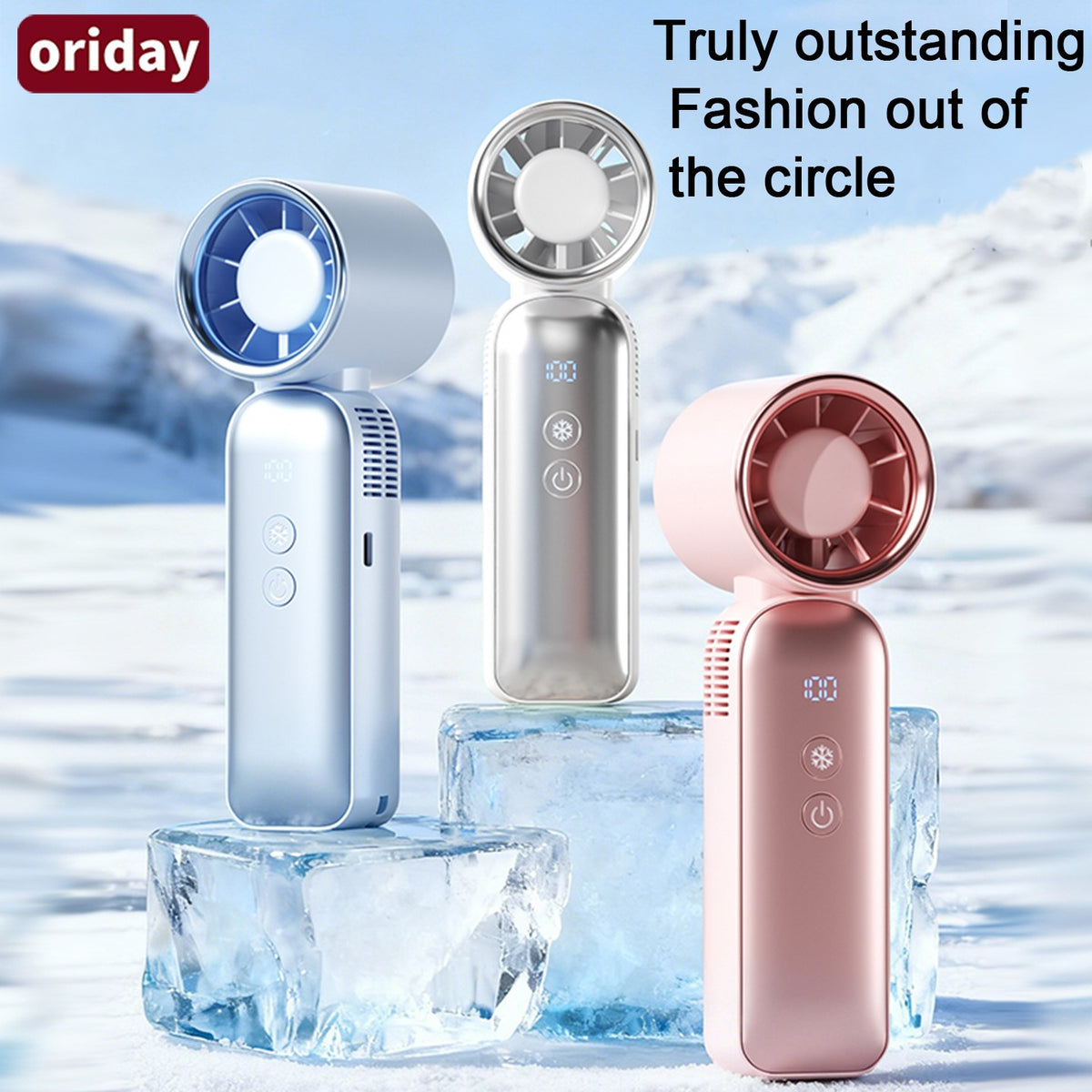 Ventilateur portable à main oriday | Moteur sans balais + 100 vitesses variables | Refroidissement céramique semi-conducteur | Batterie 4000mAh, autonomie 13 heures | Affichage LED | Ultra-léger 262 g