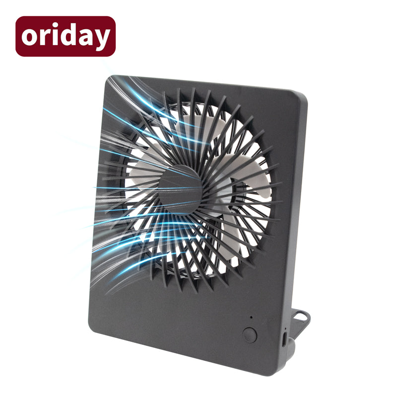 Oriday quadratischer Tischventilator, geräuschlos, starker Wind, Büro, Kühlung, Aufladen, niedlicher langer Streifen, kann den Kopf schütteln, faltbar, tragbar, für Jungen und Mädchen, universell