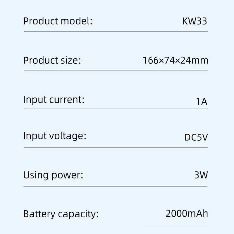 oriday Kipas tangan baterai 2000mAh, daya tahan lama, senyap, hembusan udara kuat, portabel, kompak, untuk asrama, kantor, rumah