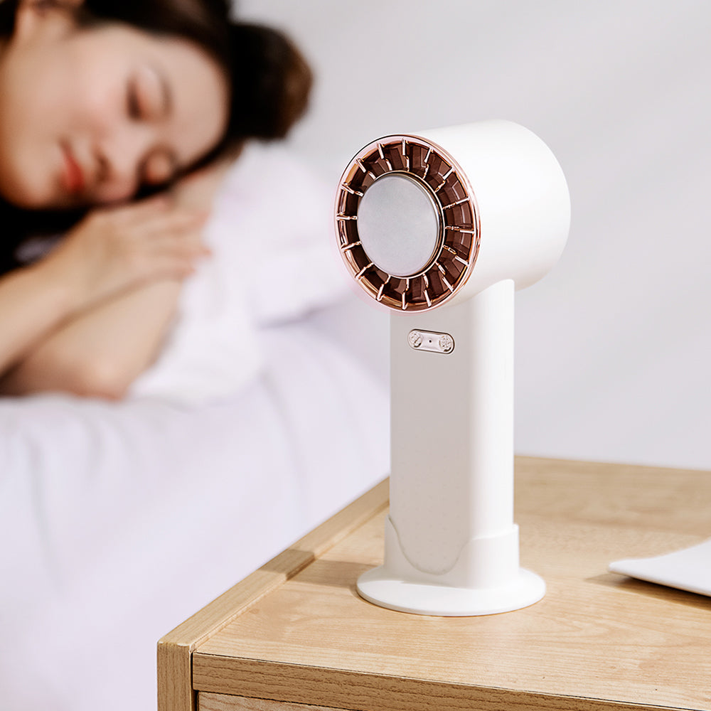 Ventilateur portable mini Oriday authentique avec refroidissement par poche de glace, rechargeable, ultra silencieux, longue autonomie de batterie, puissant grand flux d'air, mignon pour bureau