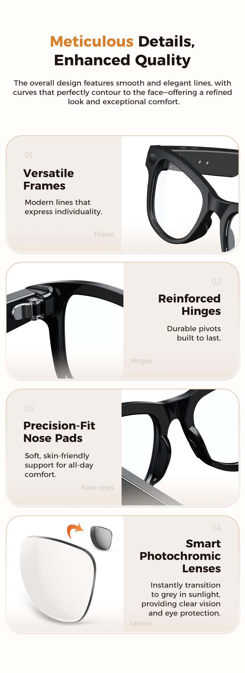 oriday新款AI 智能拍攝眼鏡｜即時翻譯＋物件識別＋4K高清錄影 — 香港熱賣智能穿戴