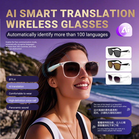 Oriday Kacamata Pintar AI Terjemahan Trendy｜Perlindungan UV400 / Anti-silau｜Semua Situasi: Memancing, Mengemudi, Wisata｜Musik & Panggilan Bluetooth GY500
