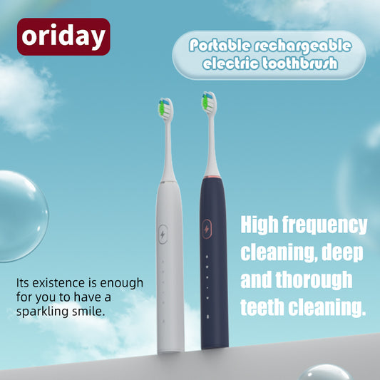 oriday Nouvelle brosse à dents électrique, charge sans fil, coffret cadeau pour adultes et couples, spécifique pour hommes et femmes, portable, tête de brosse douce étanche indépendante avec 1 tête de remplacement, pour usage domestique, dortoir