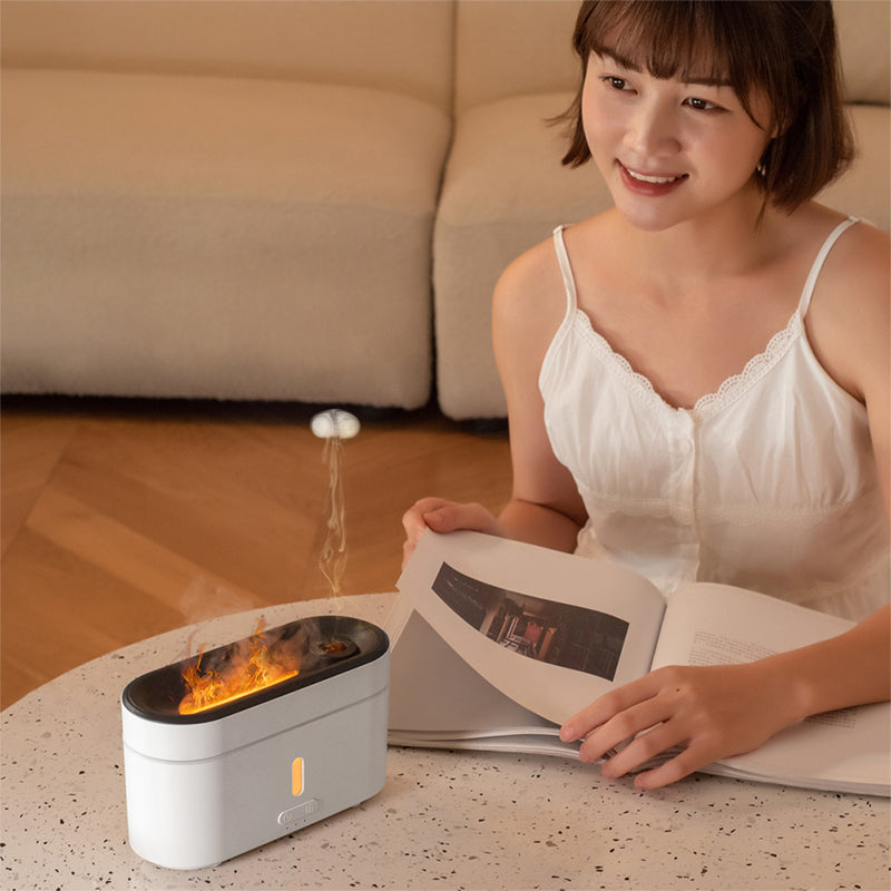 oriday flame atmosphere light aromatherapy machine fog spectrometer spits circles of essential oil plus fragrance humidifier intelligent timing