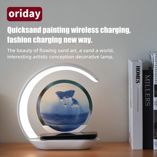 oriday creative decompression quicksand painting night light ornaments hourglass office living room bedroom light luxury lamp home decoration oriental products