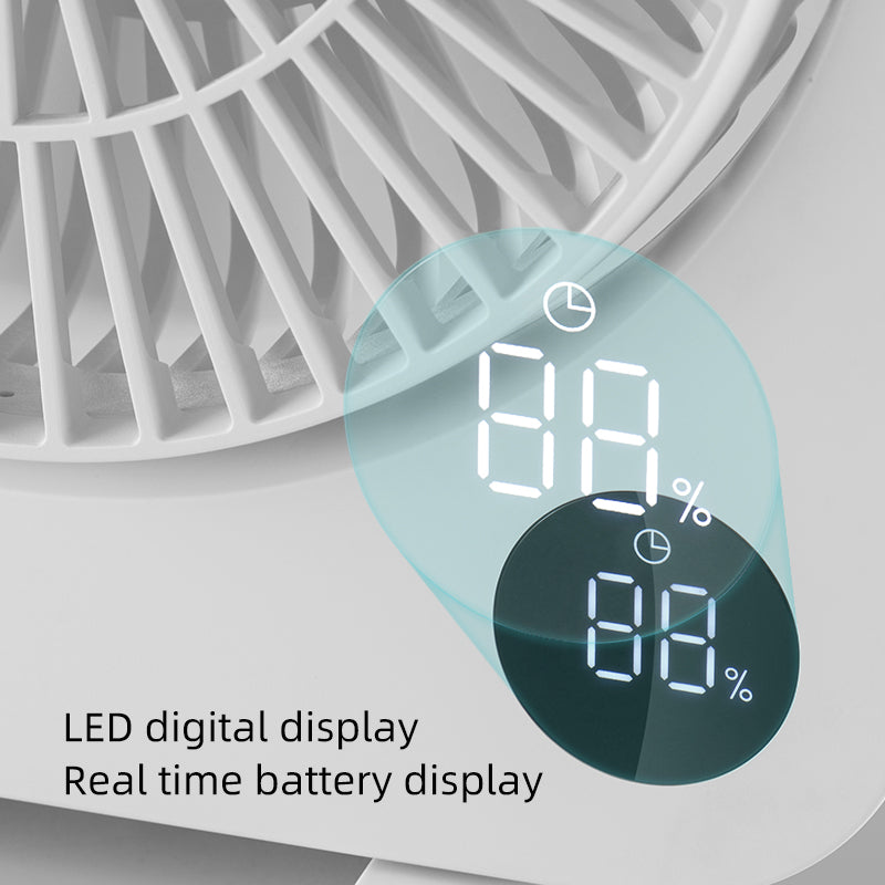 oriday充電數顯桌麵風扇臺式夏季超長續航輕薄宿捨靜音辦公室家用東方良品