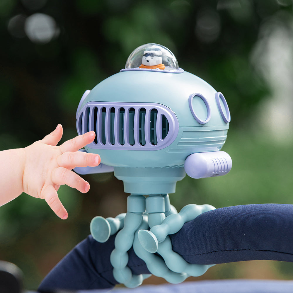 oriday2023 new stroller fan usb charging large capacity brushless silent submarine cartoon octopus small fan leafless anti-pinch baby special