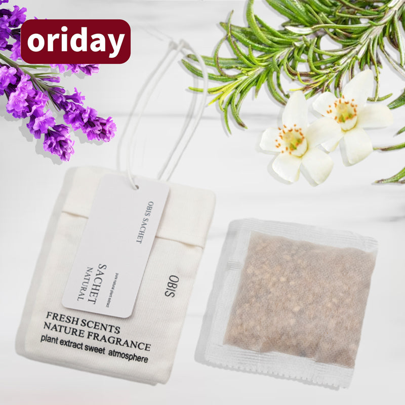 Oriday kantong pengharum, aroma tahan lama, untuk ditempatkan di kamar tidur, lemari pakaian, koper, kantong aroma, penghilang bau, aksesori gantung mobil, 6 pilihan aroma, dikemas secara terpisah, produk Timur