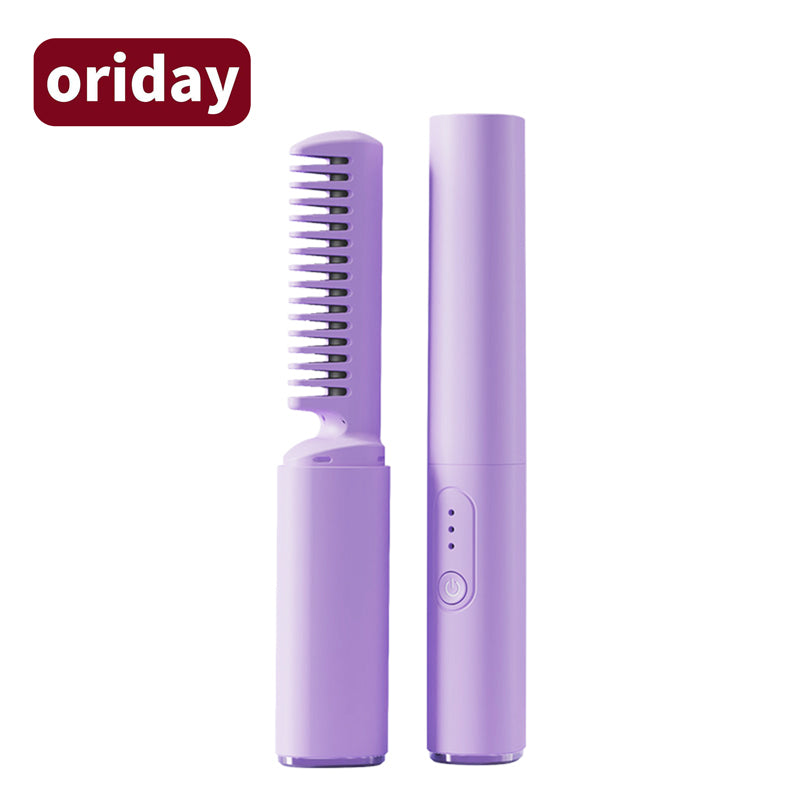 oriday hair straightening comb, wireless straightening and curling dual-purpose, does not damage hair artifact, negative ions, dry and wet, can be smoothed with one comb, portable and rechargeable