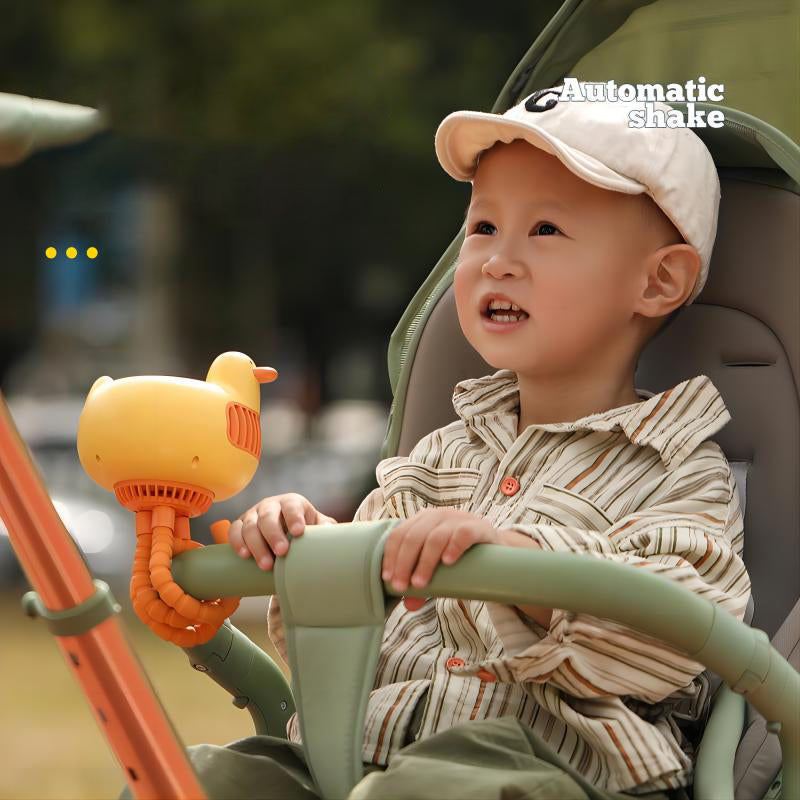 Oriday echter Kinderwagen-Ventilator, der den Kopf schüttelt, leise, blattlos, tragbar, aufladbar, Anti-Hand-Prise, weicher Wind, Kinder, die Nahrungsergänzungsmittel blasen