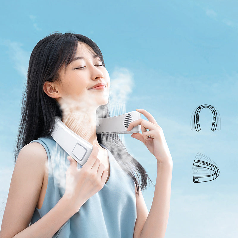 oriday refrigeration hanging neck fan has a long battery life of 24 hours, is ultra-quiet, does not pinch your hair, is strong in wind, is light and cool