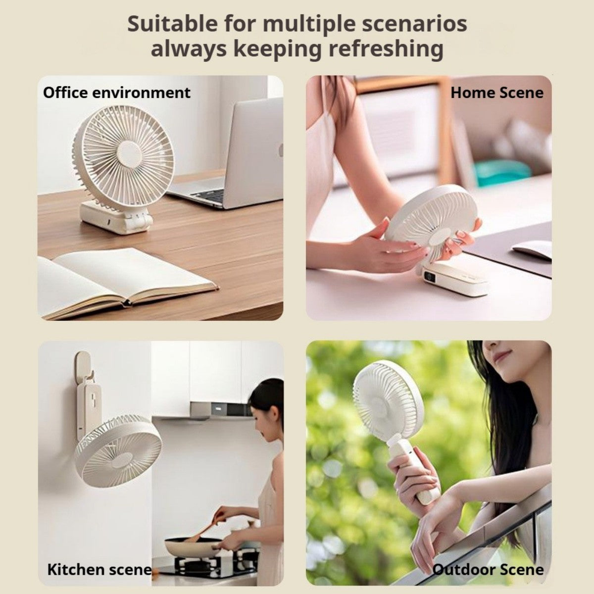 Ventilador de mano multifuncional Oriday, plegable con ventilador de escritorio, ajuste de 4 velocidades de viento, silencioso, batería de 3600mAh de larga duración, carga rápida Type-C, uso 3 en 1 (mano, montado en la pared o de escritorio)
