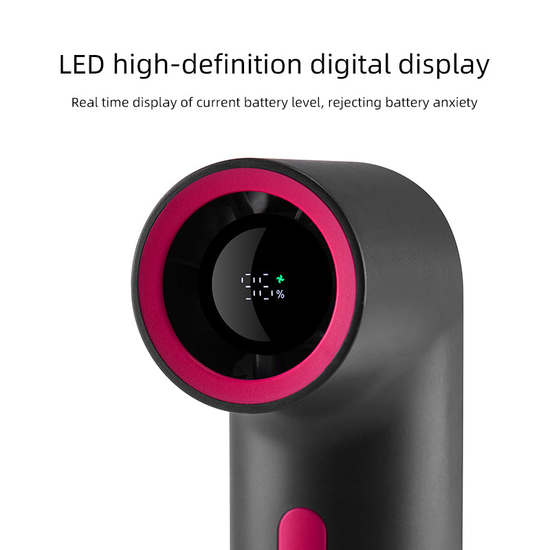 مروحة يدوية من أوريداي مع أنبوب منحني 15000 دورة شاشة عرض السرعة 3000mAh بطارية كبيرة سرعة قابلة للتعديل بضغطة واحدة صغيرة ومحمولة