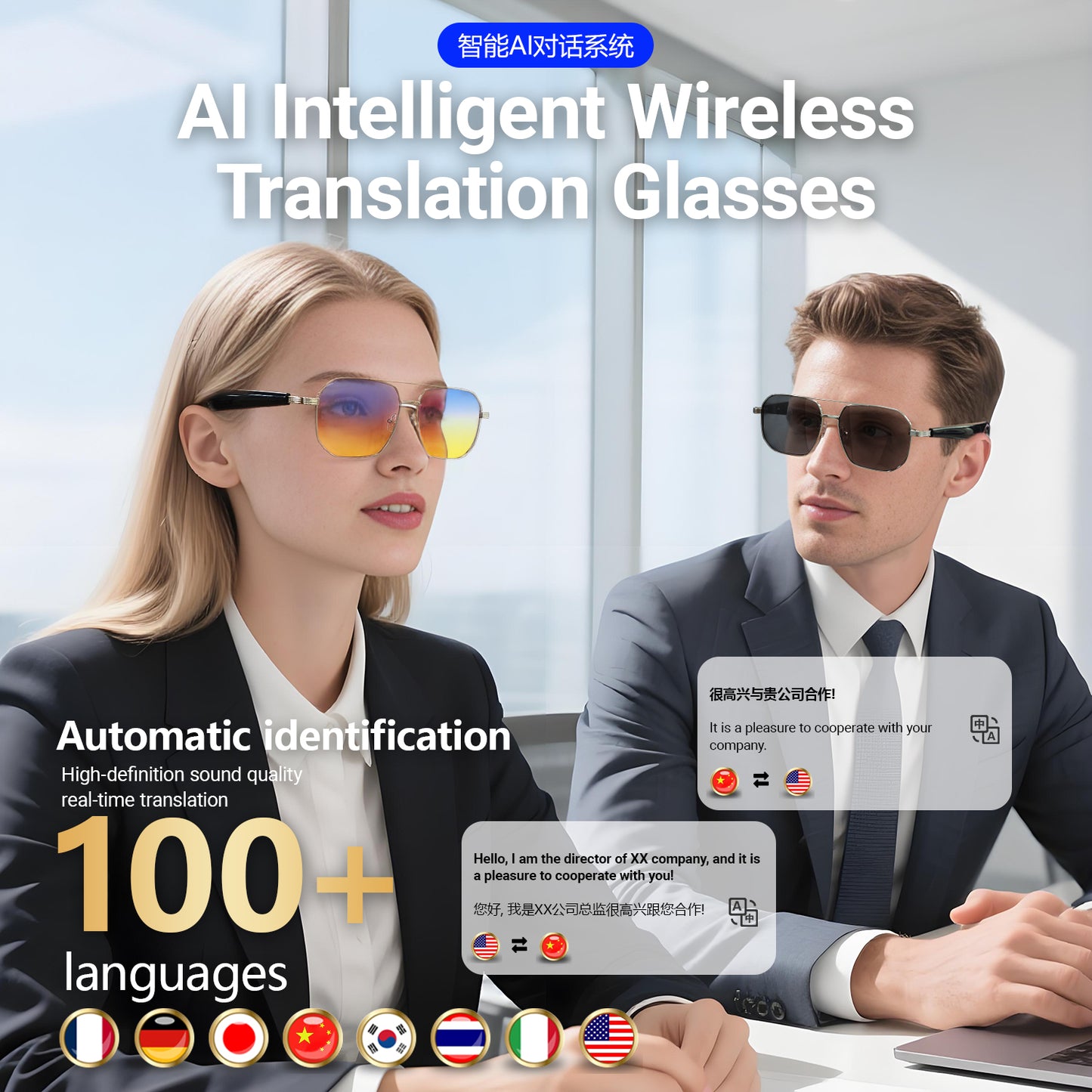 Oriday AI Çeviri Akıllı Güneş Gözlüğü｜UV400 UV Koruma, Müzik Çalma, Bluetooth Aramaları｜Açık Hava Sporları için Gereklidir GY300
