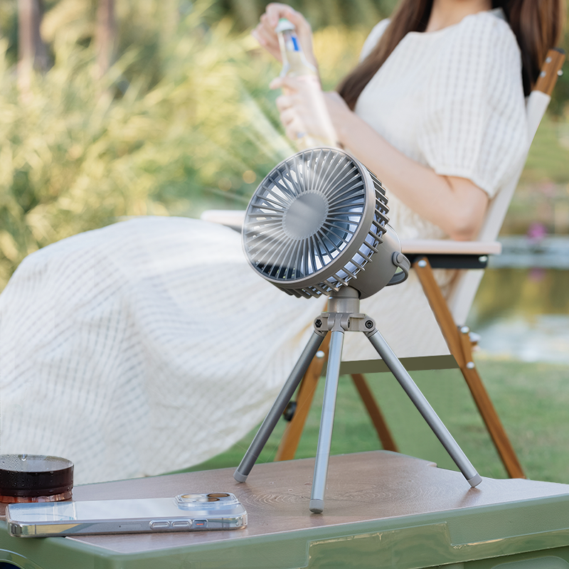 Supporto a treppiede per ventilatore da campeggio all'aperto Oriday, genuino, portatile, ricaricabile, grande capacità, lunga durata della batteria, appeso, verticale, silenzioso per uso domestico