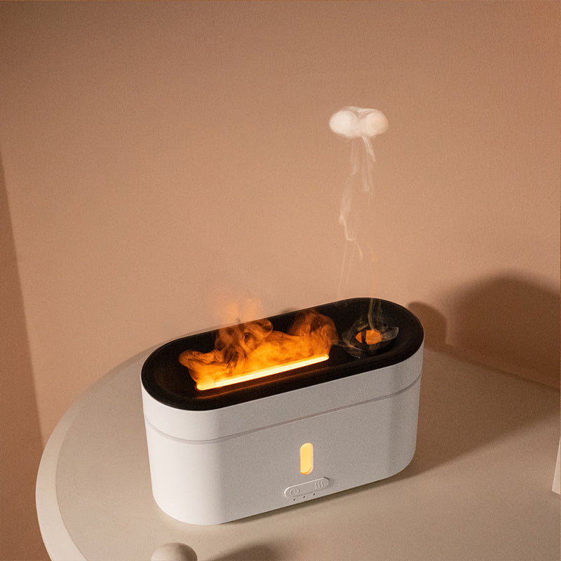 oriday Lampe d'ambiance flammes, diffuseur d'arômes, nébuliseur d'huiles essentielles, humidificateur intelligent avec minuterie