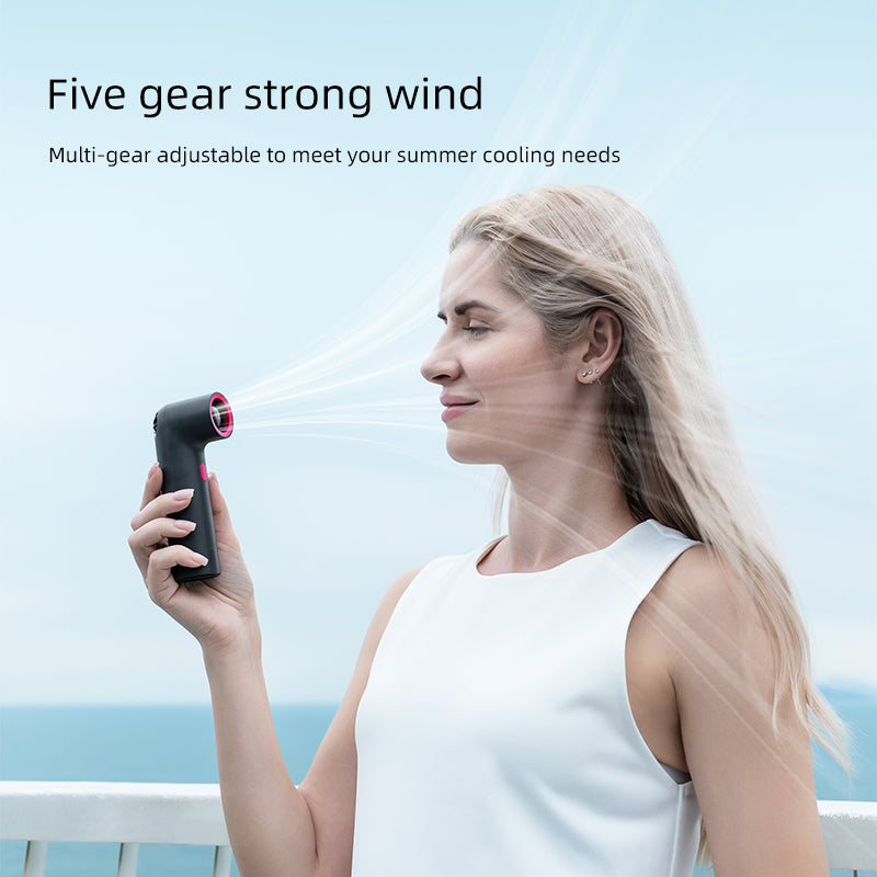 مروحة يدوية من أوريداي مع أنبوب منحني 15000 دورة شاشة عرض السرعة 3000mAh بطارية كبيرة سرعة قابلة للتعديل بضغطة واحدة صغيرة ومحمولة